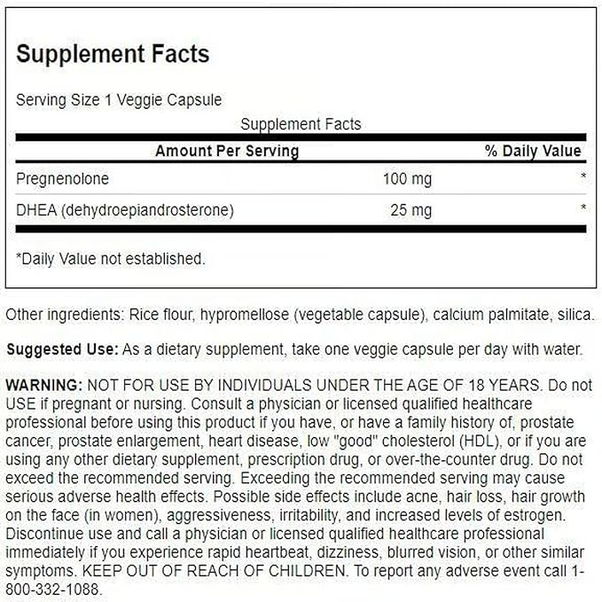 Swanson Dhea and Pregnenolone Complex 60 Veg Capsules (2 Pack)
