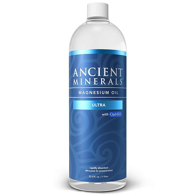 Ancient Minerals Magnesium Oil Ultra with OptiMSM Refill 33.8 oz. - Pure Genuine Zechstein Magnesium Chloride Supplement with MSM - Best Topical Skin Application for Dermal Absorption