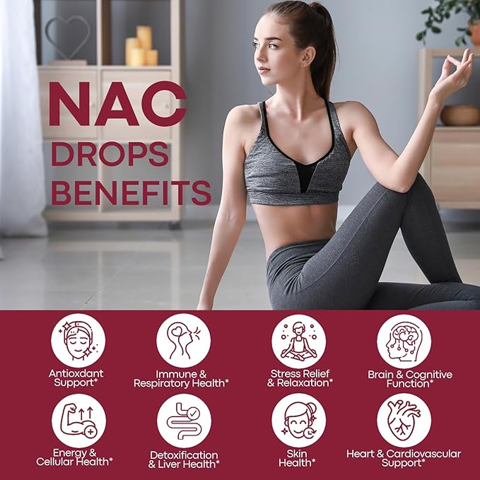 Liposomal Liquid NAC Supplement N-Acetyl Cysteine Drops N Acetyl Cysteine 600mg with Glutathione Resveratrol &amp Zinc for Adults &amp Kids Liver Lung Antioxidant Immune &amp Skin Health Strawbe