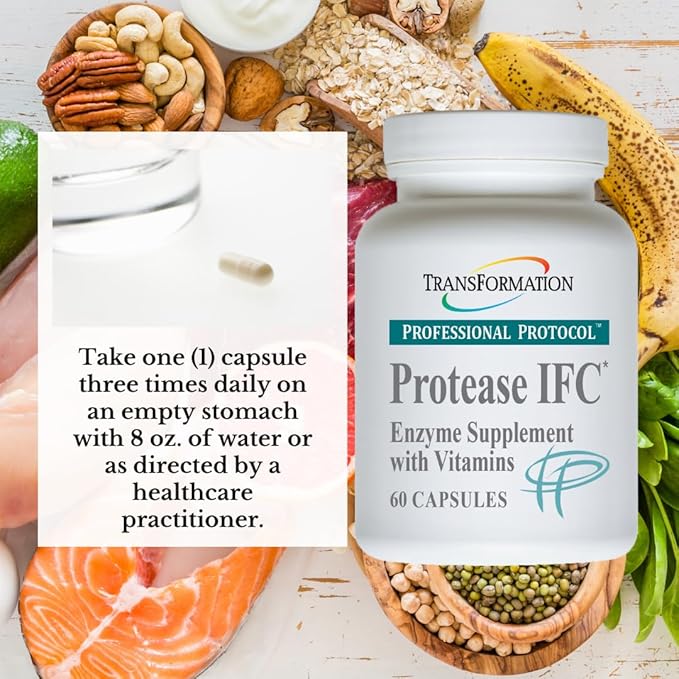 TRANSFORMATION THE GENESIS OF GOOD HEALTH Enzyme Protease IFC Enzyme Supplement Natural Support for Muscle &amp Fatigue with High Rich Vitamin A E C Zinc &amp Selenium Non-GMO 60 Capsules