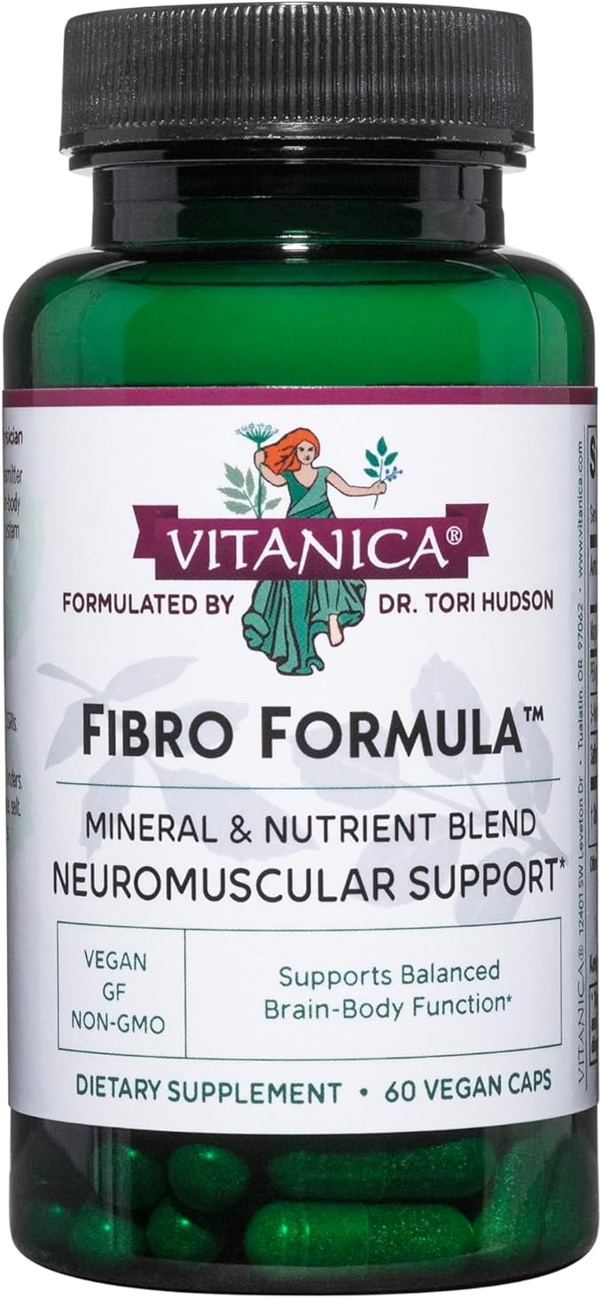 Vitanica Fibro Formula Fibromyalgia Relief Support Saffron Extract 60mg 5 HTP 100mg Pea 300mg Dr Formulated Neuro Muscular Support Supplement Vegan Non-GMO 60 Capsules