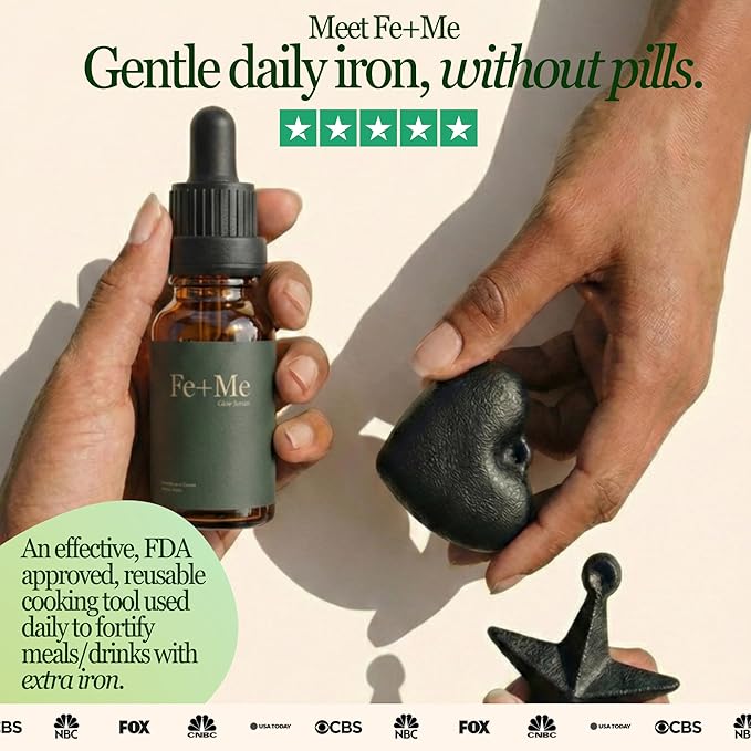 Fe+Me® Ritual Kit (Star) - Natural Iron Supplement Alternative for Women | Iron Heart Tool + Glow Conditioning Oil + Stainless Hook + Cloth Bag | Gentle Daily Iron No Pills No Side Effects