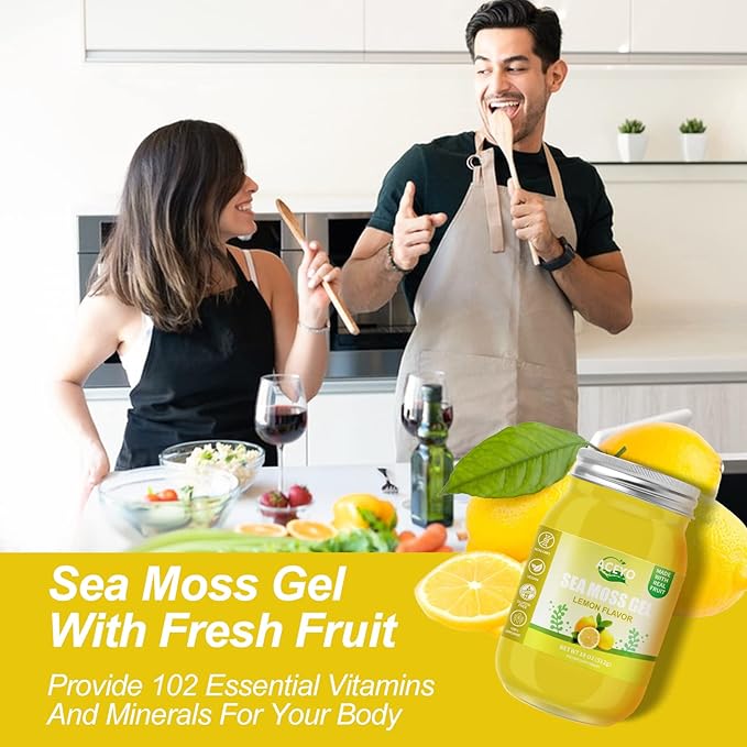 ACEYO (18 OZ) Irish Sea Moss Gel Organic Raw Vegan Lemon Flavor 102 Vitamins and Minerals Wild Harvested Non-GMO Immune Defense Booster Thyroid Digestive Support