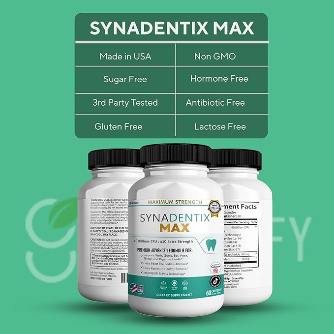 SynaDentix Max Probiotic Supplement 40 Billion CFU MAKTREK Bi-Pass Technology 60 Capsules 30-Day Supply (5)