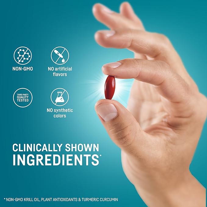 Kori Krill Kori Mind &amp Body Omega-3 Oil Brain Supplements for Memory and Focus Lutein Zeaxanthin B12 Tumeric Curcumin 60 Softgels