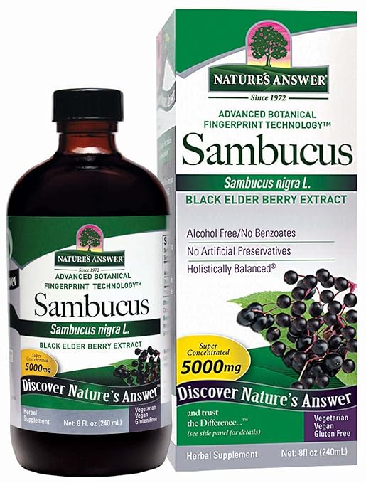 Nature's Answer Sambucus Original 12000 mg 8 oz - Alcohol-Free Liquid Black Elderberry Dietary Supplement - Daily Immune Support - Packed with Antioxidants - Gluten-Free Vegan