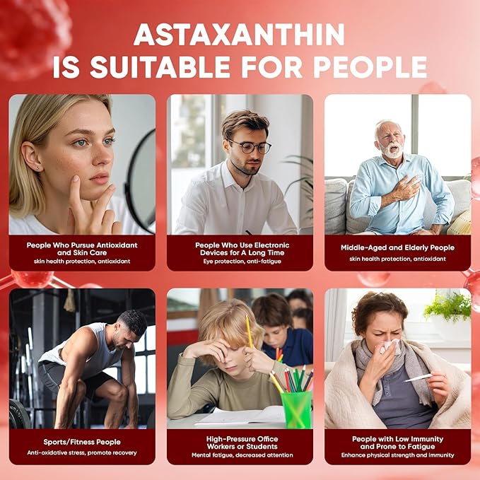 Astaxanthin 12mg Premium Astaxanthin Antioxidant Supplements Supports Eye Skin Immune Joint Internal Circulation Non-GMO Verified &amp Gluten Free - 200 Softgels