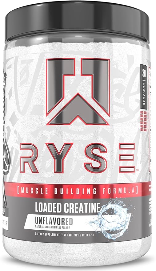 RYSE Loaded Creatine for Men &amp Women - Unflavored - Muscle Building Formula with 3 Forms of Electrolytes Betaine Anhydrous and Peak ATP - Strength Power &amp Endurance Support - 30 Servings
