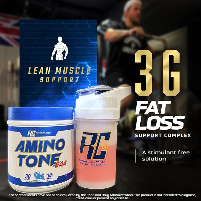 Ronnie Coleman Signature Series Amino-Tone EAAs Amino Acids Powder with BCAAs Hydration Essential Amino Acids Post Workout Muscle Recovery Lemonade 30 Servings