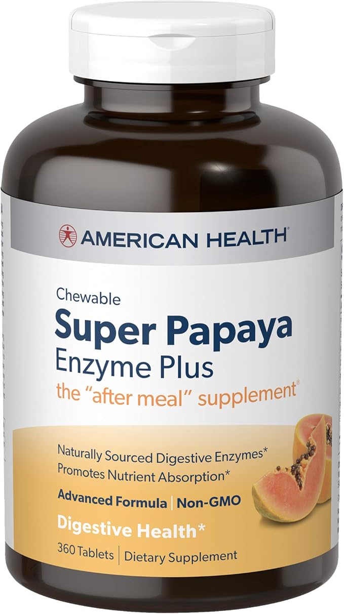 American Health Papaya Digestive Enzyme Chewable Tablets Bundle - Original 600 Count and Super Plus 360 Count