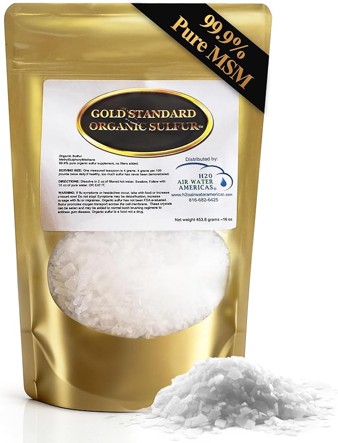 Gold Standard Organic Sulfur Crystals 1lb - 99.9% Pure MSM Crystals - High-Purity MSM Supplement Powder - Large Granular Flakes - 3rd Party Tested for Purity