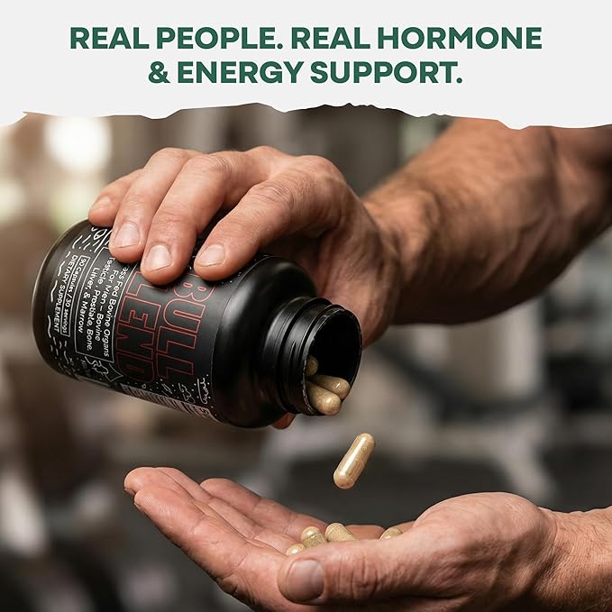 Wild Grass Fed Beef Organ Supplement for Men - Complete Ancestral Nutrition Complex with Beef Liver Testicle Prostate &amp Bone Matrix - Organ Meat Supplements - 30 Day Supply