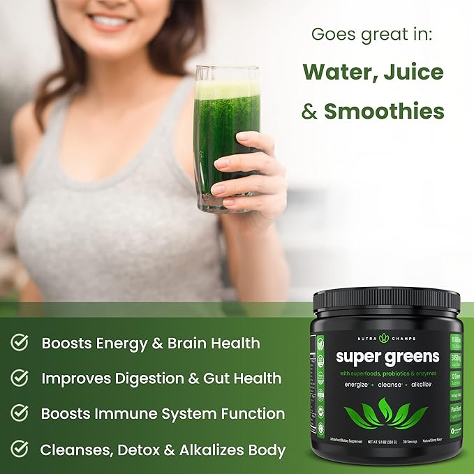 NutraChamps Complete Workout &amp Energy Bundle - Super Greens &amp Creatine Gummies.