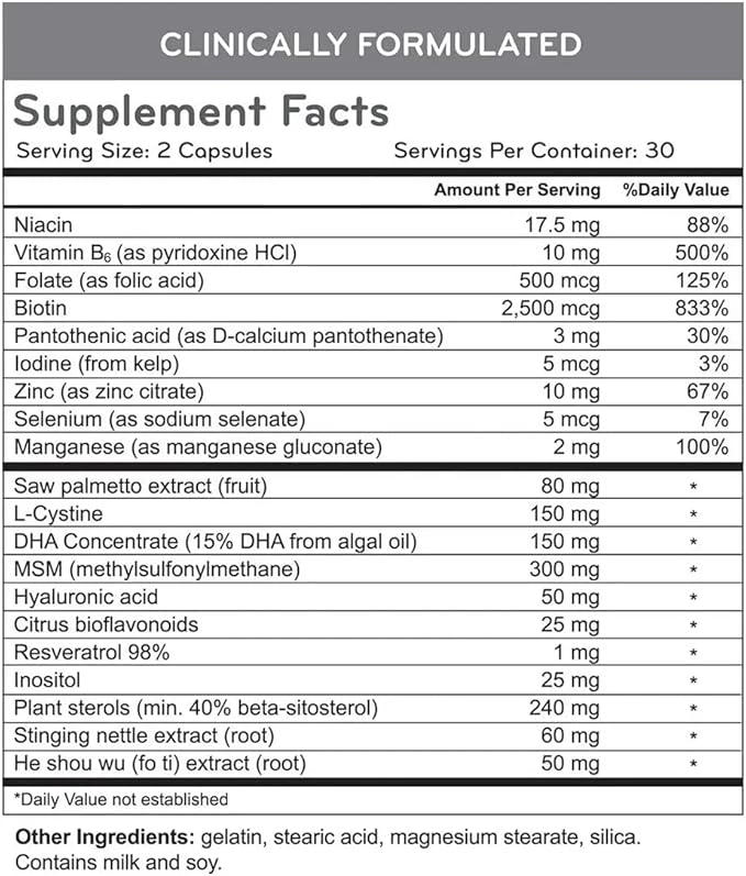Hairmax for Hair Skin and Nails Dietary Supplement – Hair Loss and Hair Regrowth Treatment for Women and Men. Contains 2500mcg Biotin DHT Blocker MSM &amp Antioxidants Pack of 2 Bottles