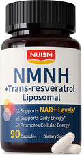 NMNH NAD+ Supplement Liposomal 600mg NMN NAD+ and Resveratrol Complex for Cellular Energy Healthy Aging &amp Metabolic Support 90 Capsules