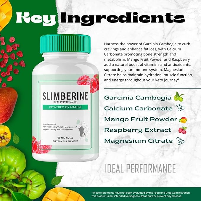 Slimberine Keto Capsules Slimberine Advanced Formula Pills - Maximum Strength Slimberine All Natural Keto Pills Slimberine Capsules Slimberine Official Formula Pills Reviews (5 Pack)