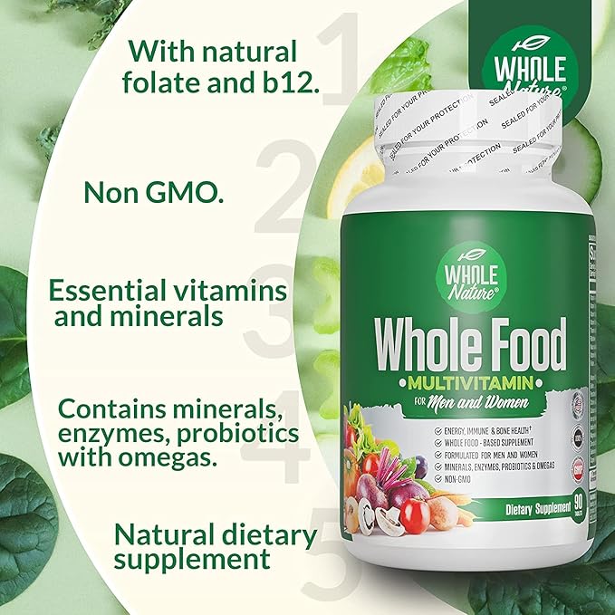 Whole Food Multivitamin for Men and Women Complete Daily Superfood Vitamins Plus Minerals Digestive Enzymes Probiotics and Omegas. Plant Based Multi Vitamin Non GMO (2)