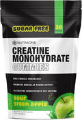 NutraOne Sugar Free Creatine Monohydrate Gummies Pre- and Post Workout Recovery Fuel Muscular Performance Increase Endurance Support Muscle Recovery (Green Apple - 30 Servings)