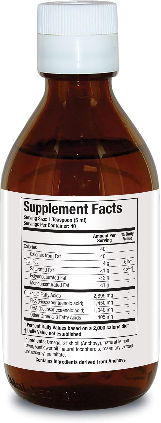 Biotics Research Biomega 3 Liquid™ Highly Concentrated Omega 3 Fish Oil Liquid Sustainably Sourced Traceable Pure 2490 mg of EPA DHA Omega 3 Fatty Acids per TSP 1040 mg DHA 7 Fl Ounces 200ml 40 SVG