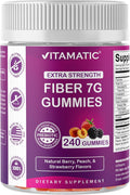 Vitamatic Prebiotic Fiber Gummies for Adults 7G Extra Strength Zero Sugar Added 240 Pectin Based Gummies Digestive Health &amp Regularity Support