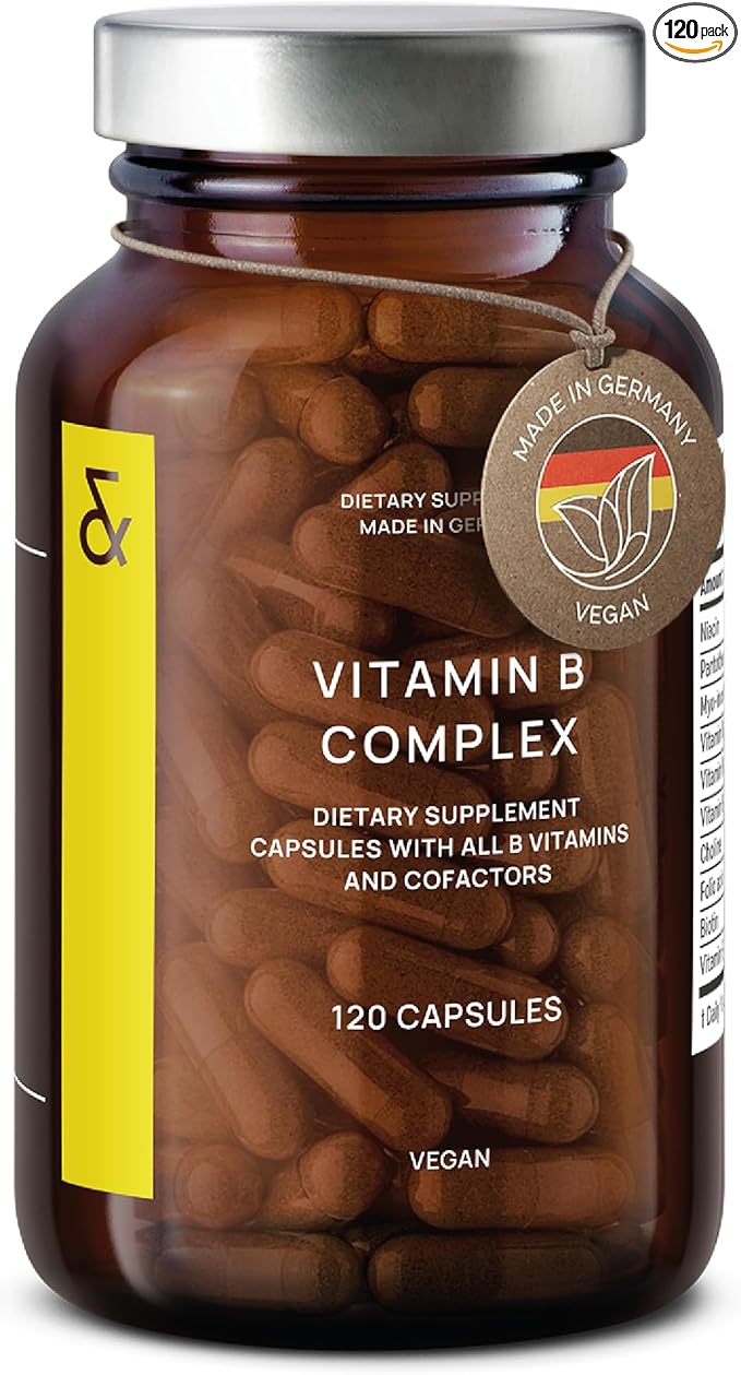 CLAV Vitamin B Complex - 120 Capsules - All 8 B Vitamins with Co-Factors Myo-Inositol &amp Choline - Supports Energy Metabolism - Vegan - Made in Germany