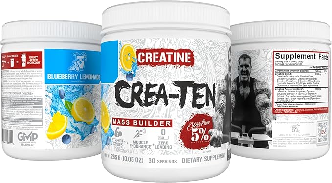 5% Nutrition CreaTEN Creatine Complex + Accelerators | Flavored Creatine Powder for Muscle Gain | Max Power Strength Endurance &amp Recovery (Blueberry Lemonade)