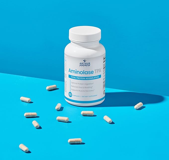 Arthur Andrew Medical - Aminolase TPA Total Protein Assimilation Optimal Protein Absorption and Decreased Gas and Bloating Vegan Non-GMO 90 Capsules