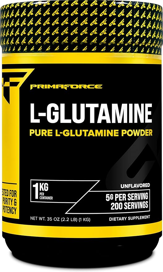 Primaforce L-Glutamine Powder 1000 Grams (1 KG) Unflavored - Pure L-Glutamine Powder 5g per Serving GMO-Free Gluten-Free 200 Servings