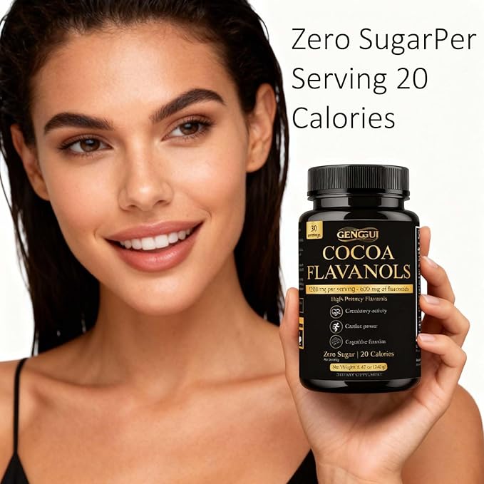 High Flavanol Cocoa Powder Supplement with 1200mg Flavanols &amp Flavonoids (600mg Epicatechin) for Heart Health Nitric Oxide Support &amp Energy 10X More Flavanols Than Regular Cocoa Powder (01)