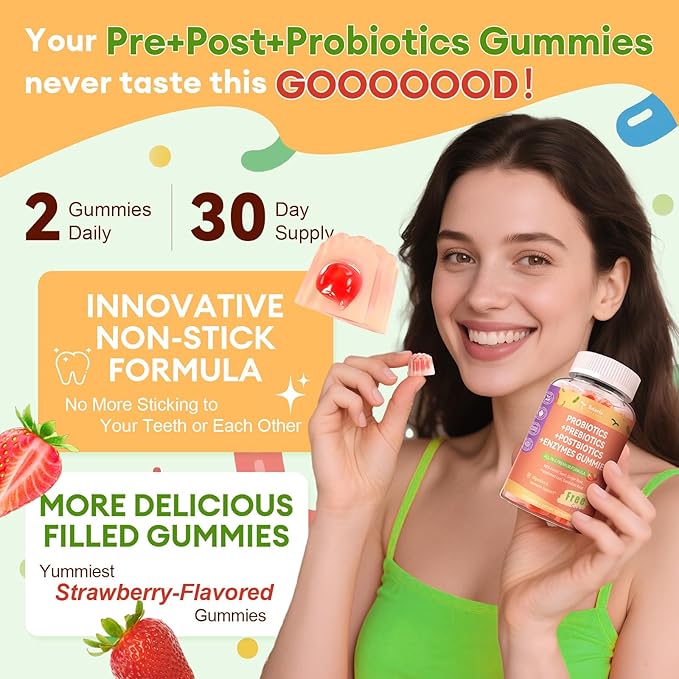 Totaria Sugar Free 5-in-1 Probiotic Prebiotic Postbiotic Gummy 36 Strains Probiotics for Women Men with Digestive Enzymes Peppermint Complete Immune Gut &amp Digestive Support Vegan 60 Counts