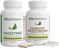 BIOptimizers MassZymes Digestive Enzymes - Probiotic Breakthrough Bundle – Gut Health &amp Bloating Relief – Prebiotic &amp Enzyme Support for Digestion Energy Health &amp Recovery – 180 Vegan Ca