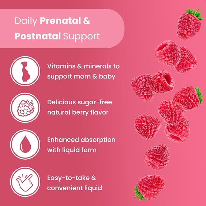 Mother's Promise Prenatal &amp Postnatal Multivitamin for Women | Sugar Free Liquid Prenatal Vitamins for Women with Folate Choline &amp Organic Fruits for Preconception Pregnancy &amp Nursing |