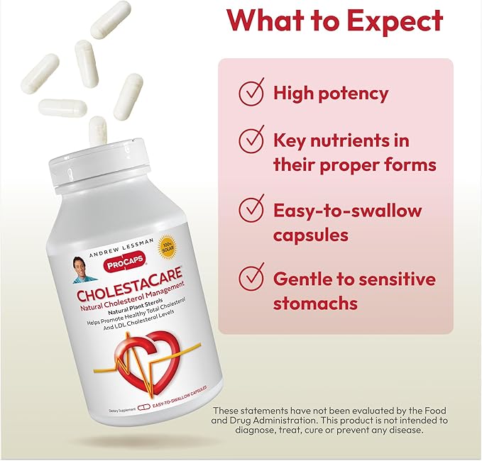 ANDREW LESSMAN CholestaCare 1000 Capsules - Unique Natural Phytosterol Blend. No Additives. Easy to Swallow Capsules