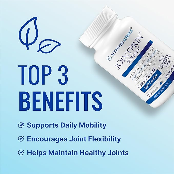 Approved Science Jointprin - Joint Support Supplement - Glucosamine MSM Chondroitin Turmeric Boswellia BioPerine - 6 Month Supply