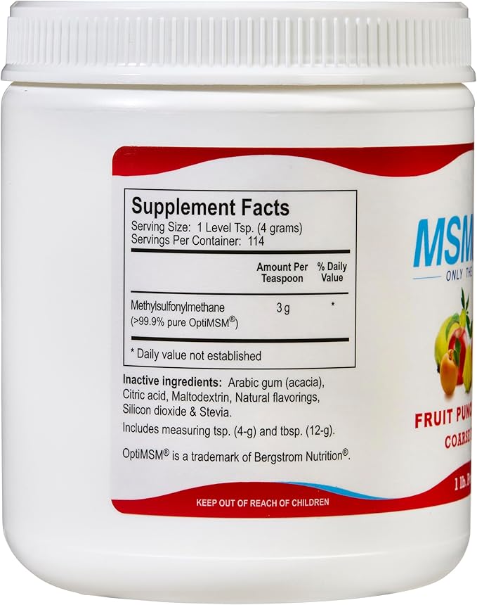 KALA HEALTH MSMPure Fruit Punch Flavored Coarse Flakes 1lb and Muscle &amp Joint Cream 2oz Bundle