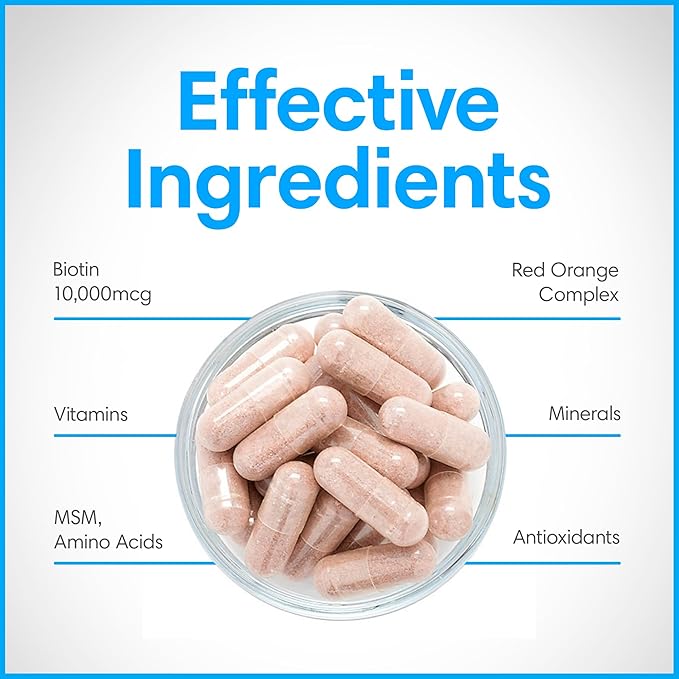 Consult Health Beaute Caps PRO - 10500mg Biotin Collagen MSM Clinically Tested Supplement Supports Healthy Hair Growth Skin and Nails USA Made - 180 Capsules