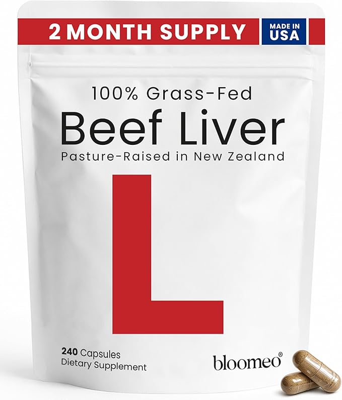 Beef Liver Capsules – USA-Made (Value Pack) Whole Food Source of 30+ Bioavailable Nutrients: Vitamin A B12 Folate Heme Iron Zinc for Energy Immunity Skin – 100% Grass-Fed Beef Organ Supplement