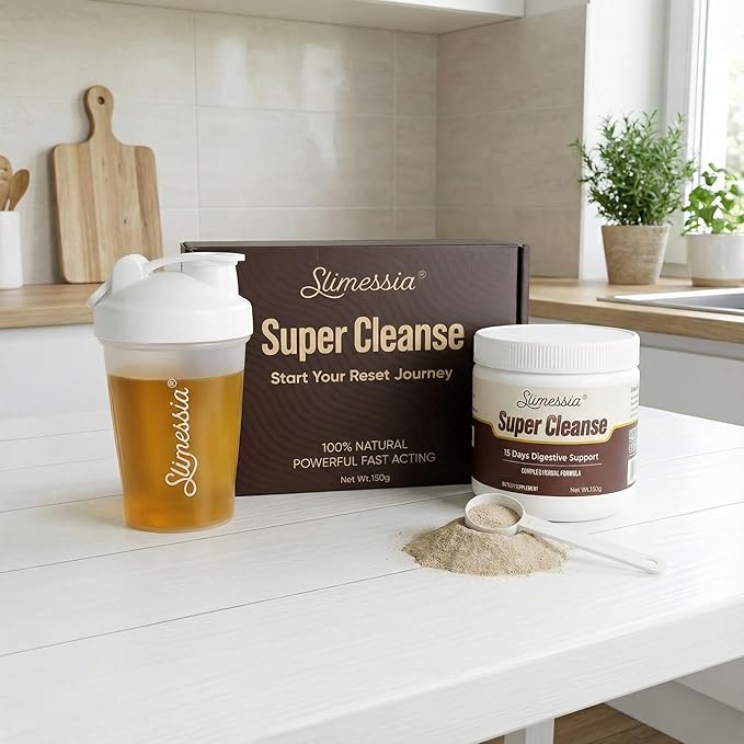 Slimessia Super Cleanse 15 Days Digestive Support Complex Herbal Formula with Free Shaker Luxury Gift Box 159 g