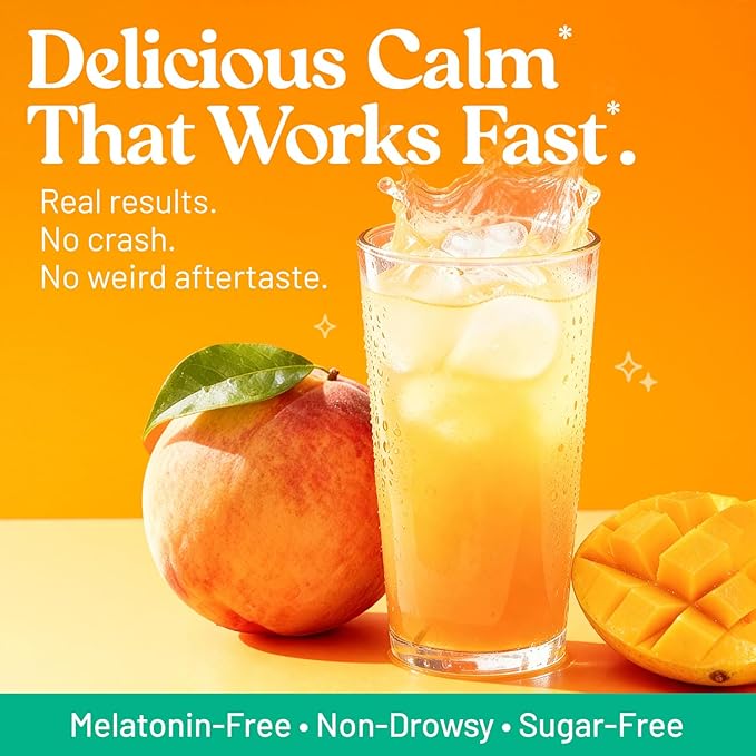 Third Nature Calming Drink Powder Jar with Magnesium Glycinate GABA L-Theanine &amp Reishi Mushroom - Adaptogenic Sugar Free Blend - Third Party Tested Non-GMO - Peach Mango Flavor - 30 Servings