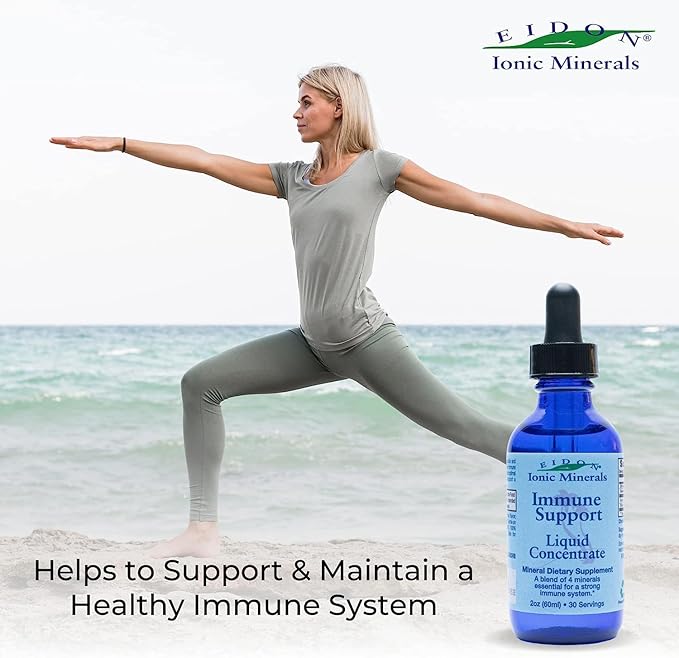 Eidon Ionic Minerals Immune Support Supplement Liquid Concentrate - Mineral Drops with Zinc Selenium Support &amp Maintain Immune System Bioavailable No Preservatives - 2 oz (Pack of 2)