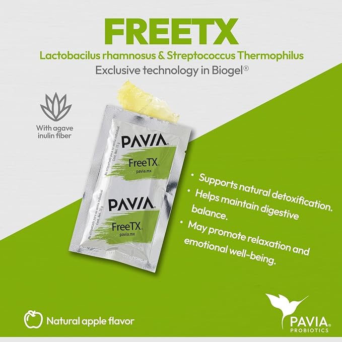 Pavia Live Probiotics Bio-Gel with Fiber FreeTX | Probiotics &amp Prebiotics | Digestive Support | 1 Billion Live Cultures | Green Apple Flavor | 30 Sachets