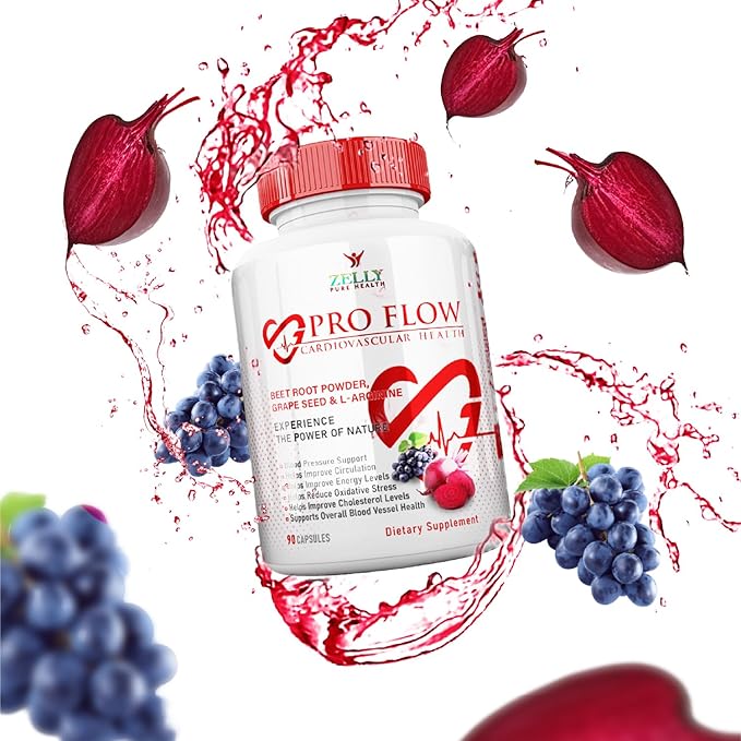 Pro Flow Circulation Support Supplement – 90 Beet Root Capsules with Grape Seed Extract L-Arginine Vitamins B12 beet root extract capsules Blood Circulation Supplement - 90 Capsules