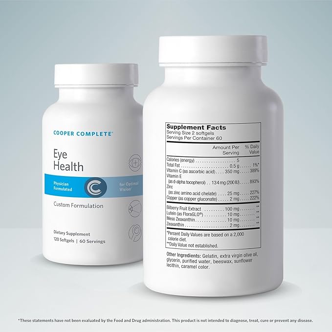 Cooper Complete - Eye Health Supplement - Lutein Meso Zeaxanthin and Zeaxanthin Vitamin C &amp E - 60 Day Supply Pack of 1
