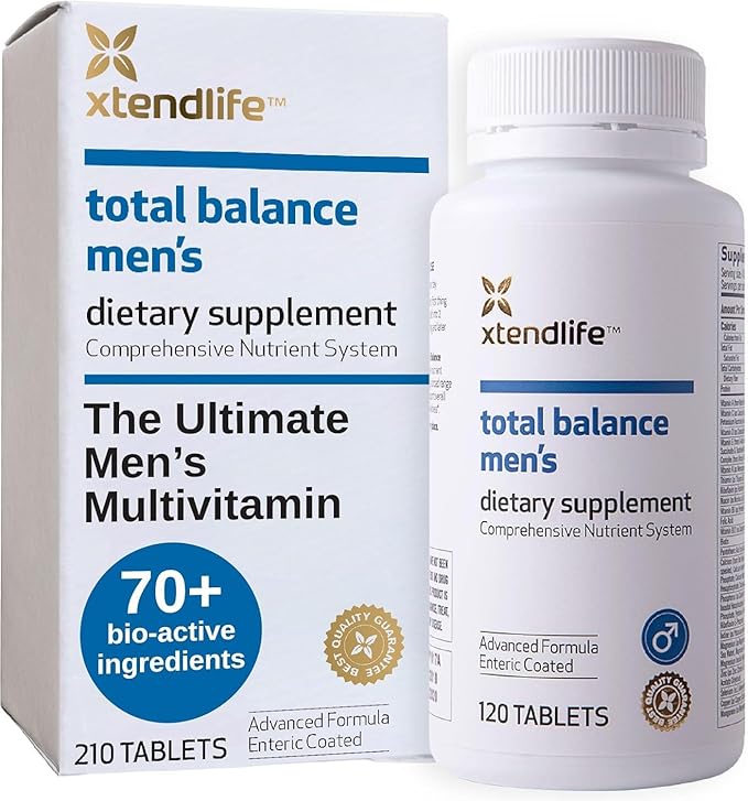 Xtendlife Total Balance Men's Multivitamin for Immune Heart Digestive &amp Cellular Health - Daily Support - 70+ Nutrients &amp Minerals - 30 Day Supply