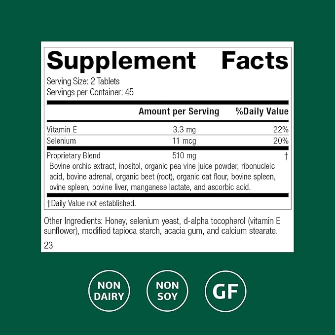 Standard Process Cataplex E - Thyroid Health Support with Antioxidant Vitamin E &amp Selenium - Endocrine Gland Health Support - Gluten-Free Non-Dairy &amp Non-Soy - 90 Tablets (45 Servings)