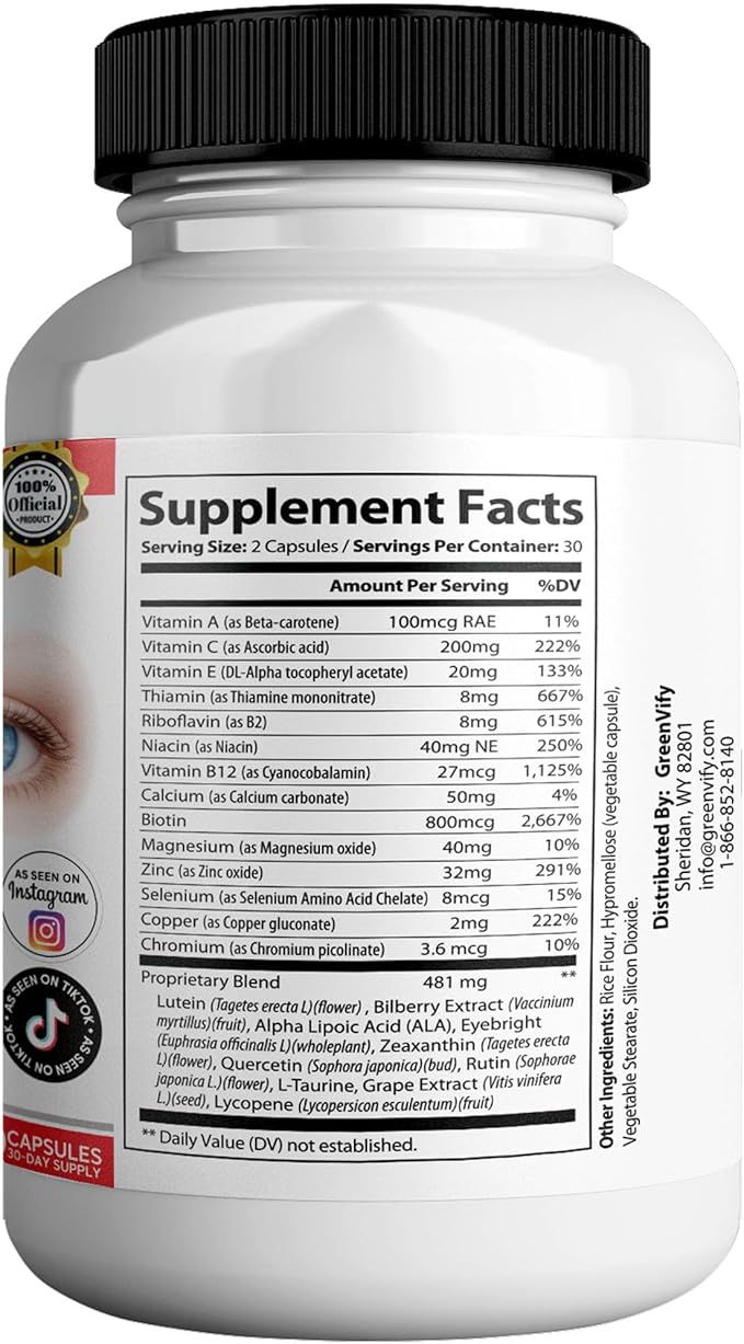 VisiShield Max Eye Health Supplement 24 Premium Vision Vitamins and Minerals 60 Capsules (2)