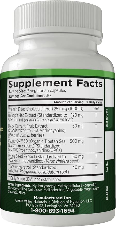 GREEN VALLEY NATURALS Stem Cell Restore – Cellular Health Support Supplement with CYANTHOX™30 Sea Buckthorn Black Currant Grape Seed &amp Resveratrol | Antioxidant &amp Healthy Aging Support | 60