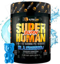 ALPHA LION Superhuman Burn – 2 in 1 Metabolism Booster Pre Workout and Thermogenic Fat Burner for Men – Appetite Suppressant and Weight Loss Supplement (21 Servings Blue Gummy Bear Flavor)