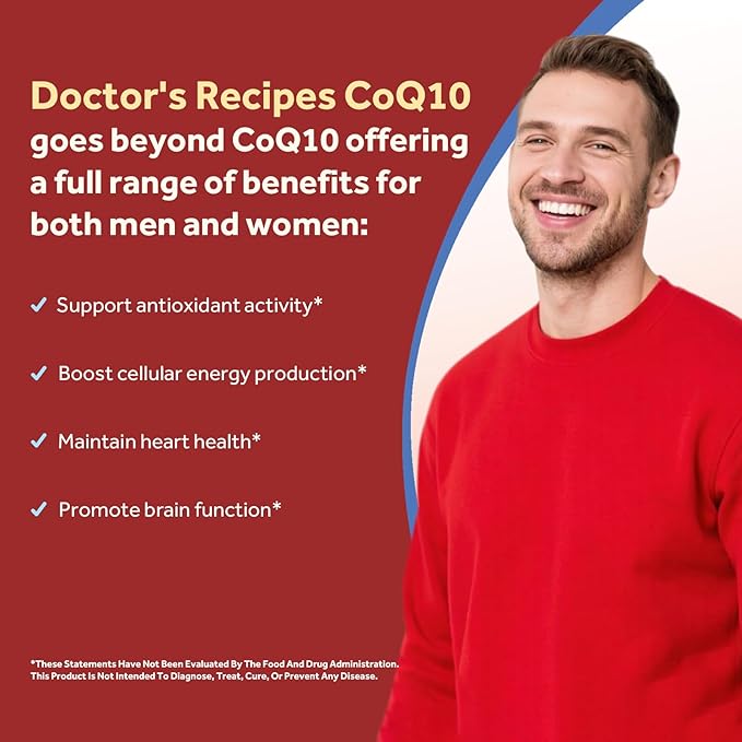 Doctor's Recipes CoQ10 400 mg High Potency Stable Form Ubiquinone Superior Absorption with Extra Virgin Olive Oil Antioxidant for Heart &amp Energy Naturally Fermented Gluten-Free 120 Softgels