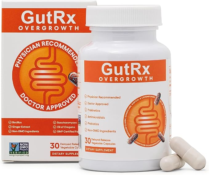 Overgrowth Probiotics for Women and Men with Saccharomyces Boulardii Lactobacillus Reuteri &amp Bifidobacterium for Supporting Gut Health &amp Digestive Health Gluten Free 30 Capsules